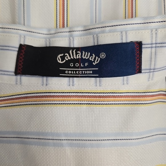 Callaway Golf Shirt Men's Large White Striped Button Down Cotton Dress Casual - Picture 7 of 10